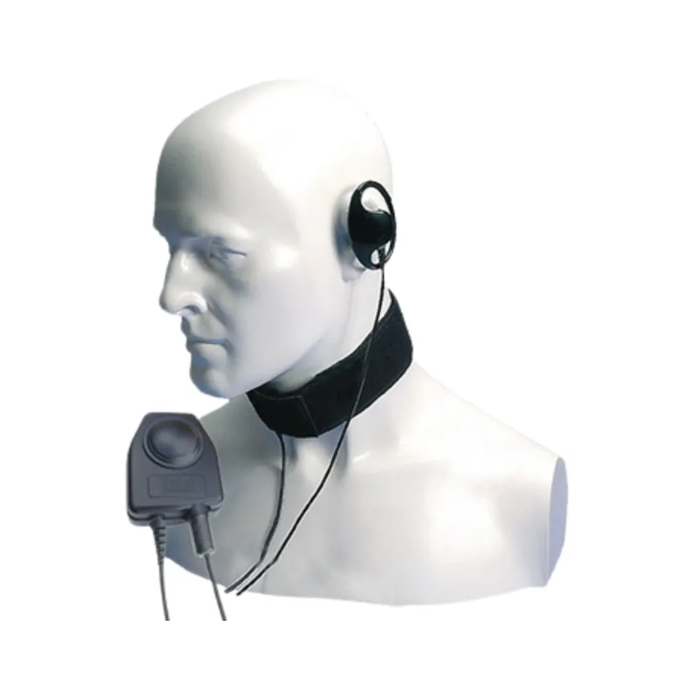 [CXR16/DT] Entel D-Shell Earpiece Bone Conductive Throat Microphone (50527 / CXR16) with Large Inline PTT (PTT-C/DT9)