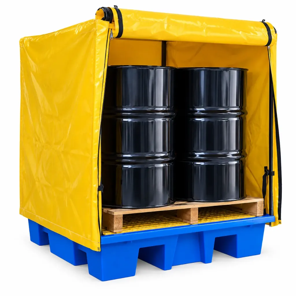 PVC Cover with Galvanised Steel Frame (for 4 Drum Bund)