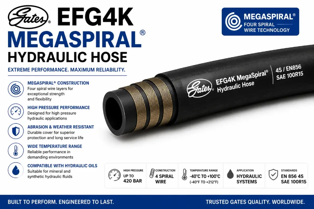 Gates EFG4K MegaSpiral® Hydraulic Hose – 3/8" to 1-1/4"