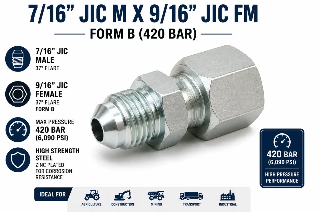 [203934] 7/16 JIC M X 9/16 JIC FM FORM B (420 BAR)