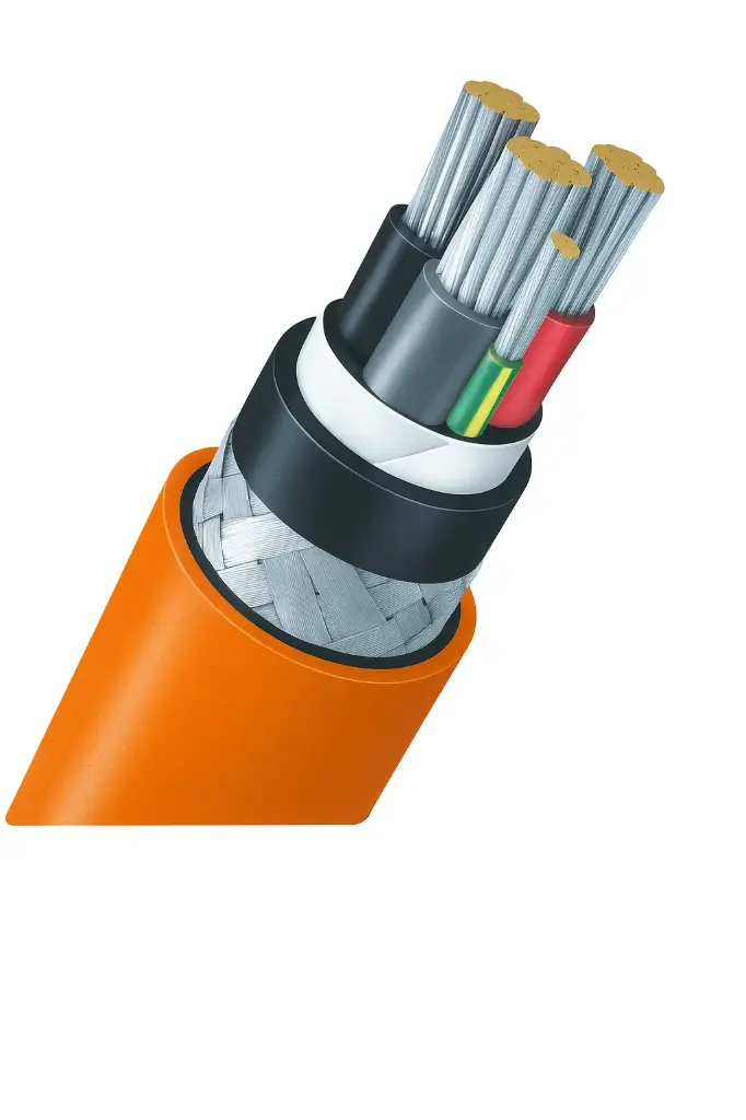 4 Core & Earth 1.5mm2 EPR,SHF2,GSWB,SHF2 OG 0.6/1KV Flame Retardant Power Cable - Orange Sheath, 50m