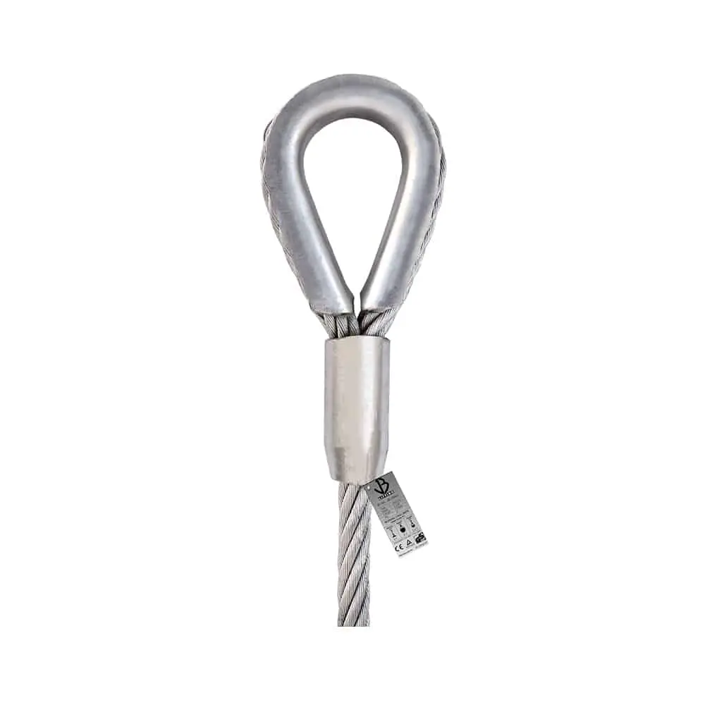 6mm X 10m Galvanized Steel Wire Rope - 6 x 36 IWRC EIPS RHRL with Flemish Thimble Eyes Both Ends