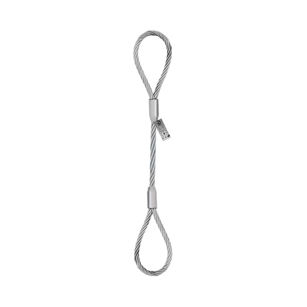 26mm x 5m Galvanized Steel Wire Rope – 6x36 IWRC EIPS RHRL with Flemish Thimble Eyes Both Ends