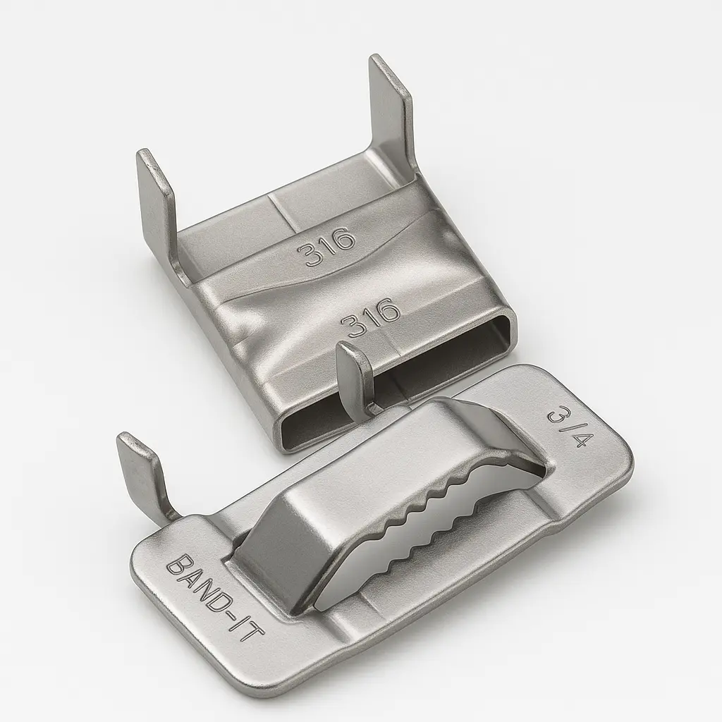 [C252] BAND-IT Band 201 Stainless Steel Buckles / Clips - Pack of 100 (C252 6.35mm width clips)