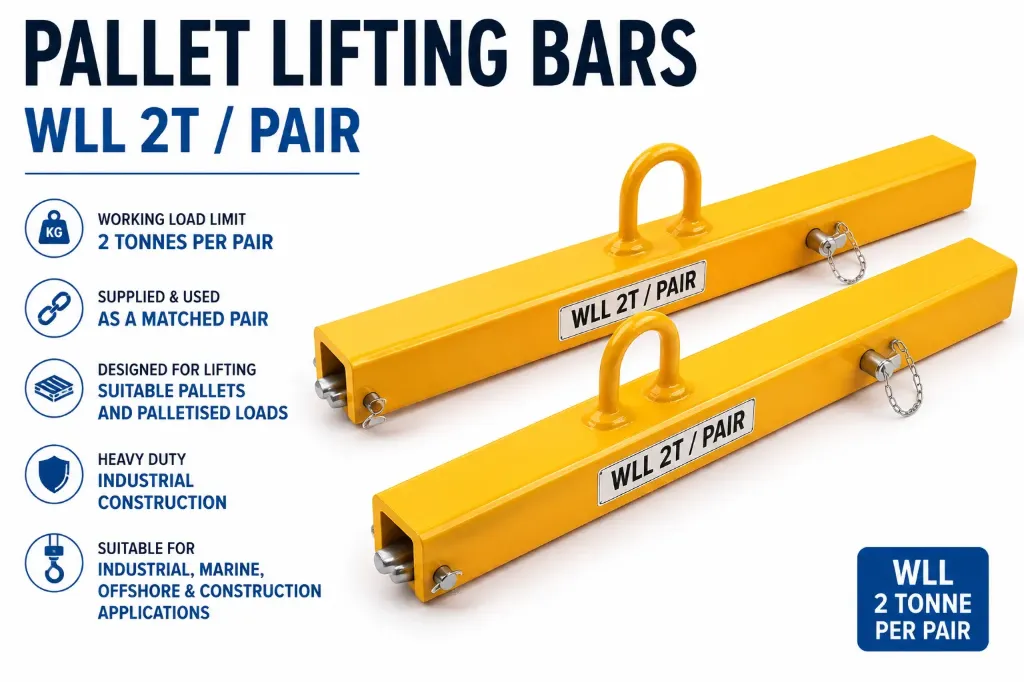 Pallet Lifting Bars – 2 Tonne WLL per Pair