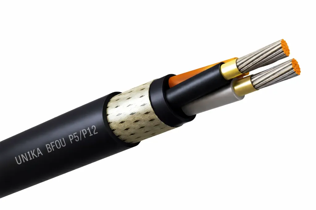 Unika BFOU Type P5/P12 Marine Fire-Resistant Cable 4C x 16mm², 0.6/1kV, Black – Brown/Blue/Black/Grey Cores, DNV class approved