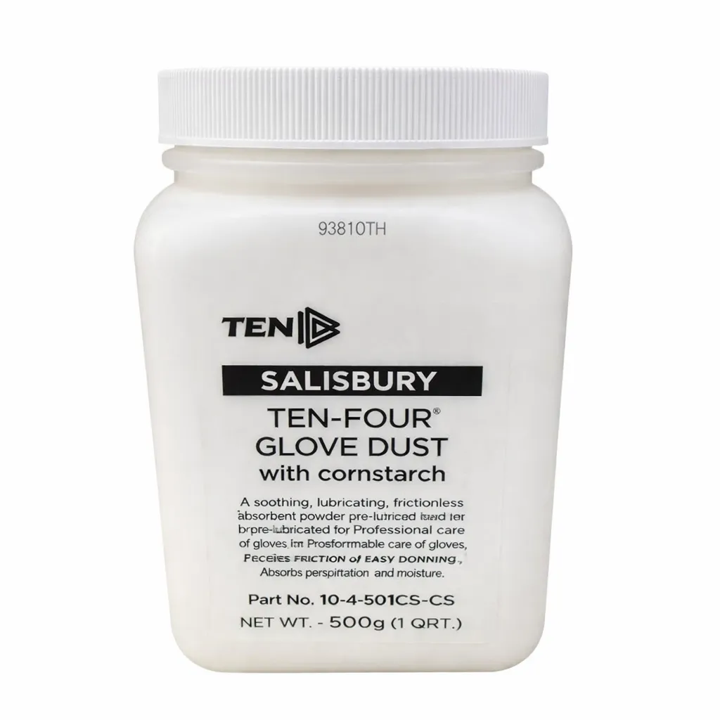 [10-4-1QTCS-ES] Salisbury Corn Starch Glove Dust – 500g (1 Qt), Screw-Cap Square Container – TESTED