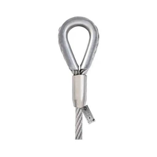 6mm X 10m Galvanized Steel Wire Rope - 6 x 36 IWRC EIPS RHRL with Flemish Thimble Eyes Both Ends