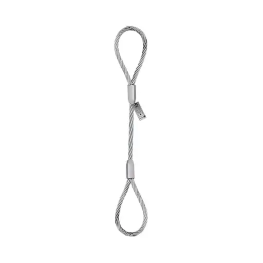 26mm x 5m Galvanized Steel Wire Rope – 6x36 IWRC EIPS RHRL with Flemish Thimble Eyes Both Ends