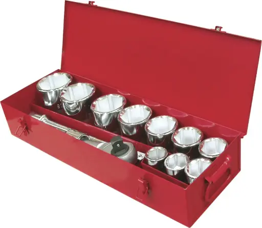 [65041] SET OF 14 PCS. SOCKET WRENCHES 1" (36 -80 MM) 6 EDGES