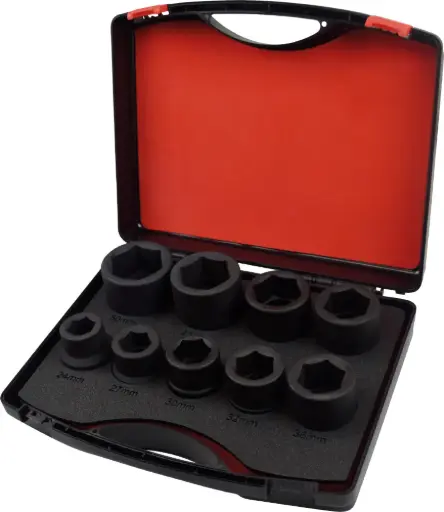 [61273] SET OF 9 IMPACT SOCKET WRENCHES 1" (24-50 MM)