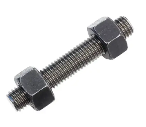 1/2" UNC x 70mm B7 Stud Bolt with 2 2H Nuts – ASTM A193 B7 / A194 2H, Plain Galvanised